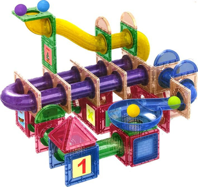 Lodër ndërtimi B.Pop Race Track Magnetic Tiles, 177 copë, pllaka magnetike, shumëngjyrëshe