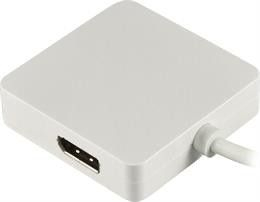Adapter video Deltaco DP-MULTI1, Mini DisplayPort në HDMI, DVI, DisplayPort, 20cm, i bardhë