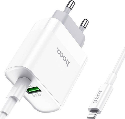 Karikues Hoco C80A, 1 x USB-A, 1 x USB-C, 1m, i bardhë