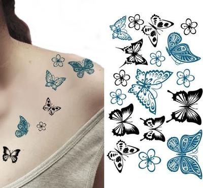 Tatuazhe të përkohshme Herma 6766 Colour Art Butterflies, 10 copë, me flutura shumëngjyrëshe