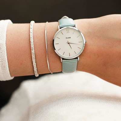 Orë dore Cluse Minuit Silver/White Sky Blue CL30028