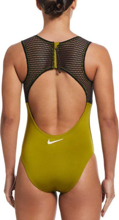 Rrobë banje njëpjesëshe Nike Wild W NESSD250, për goca, me rrjetë mbrapa, jeshile