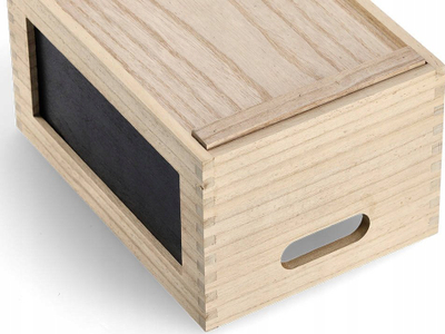 Organizues druri Zeller Wooden Box Organizer With Chalkboard, me tabelë shkumësi, 28 x 20 x 15 cm, ngjyrë natyrale