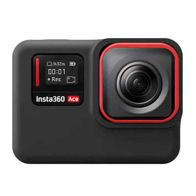 Mbulesë silikoni për kamerë aksioni TELESIN Insta360 Ace Pro, me mbrojtëse lente dhe ekrani, e zezë
