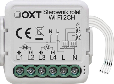 Modul i zgjuar për roleta Oxt Mini Smart Module Controller, 2 kanale, WiFi Tuya, i bardhë