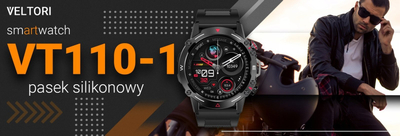 Smartwatch Veltori VT110-1, ekran 1.43" AMOLED, Bluetooth, me rrip silikoni të zi