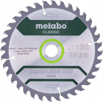 Teh sharrë rrethore Metabo Precision Cut Classic 628272000, 165 mm, 18 dhëmbë HW CT
