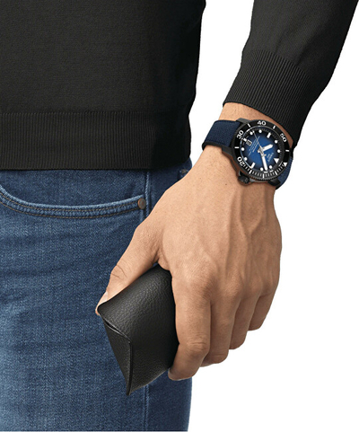 Orë dore për meshkuj Tissot Seastar 2000 Professional Powermatic 80 T120.607.37.041.00, e zezë/kaltër