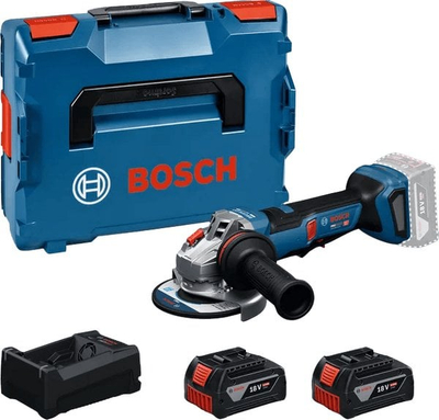 Llaps brushe këndore Bosch Professional GWS18V-11PS, pa kabllo 18V, 2x 5.0Ah me karikues, blu