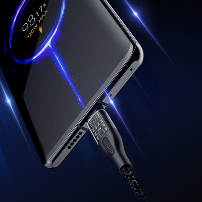 Kabllo karikimi Dudao L22X 3 në 1, 120W, 1m, gri e errët