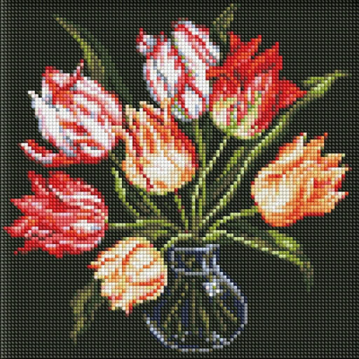 Mozaik diamanti Ideyka Elegant Tulips, pa kornizë, set për punime me dorë