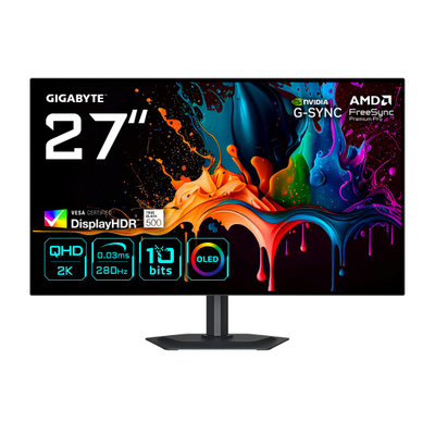Monitor gaming GIGABYTE MO27Q28G, 27", OLED QHD 2560x1440, 280Hz, i zi