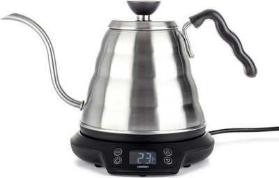 Ibrik elektrik Hario V60 Power Buono, me rregullim temperature, çelik inox, ngjyrë argjendtë