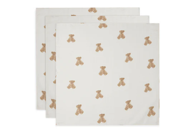Mbulesa te holla muslin 70x70cm Teddy Bear - 3 Pack