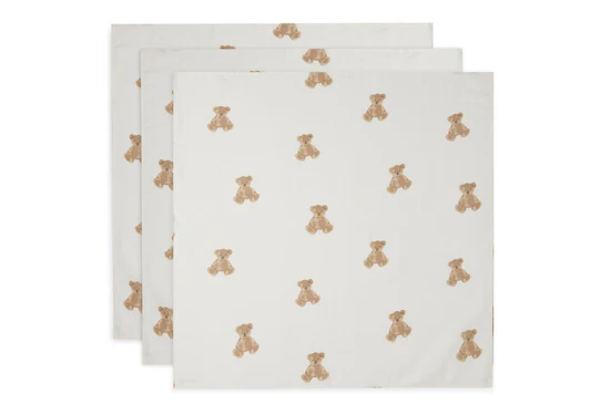 Mbulesa te holla muslin 70x70cm Teddy Bear - 3 Pack