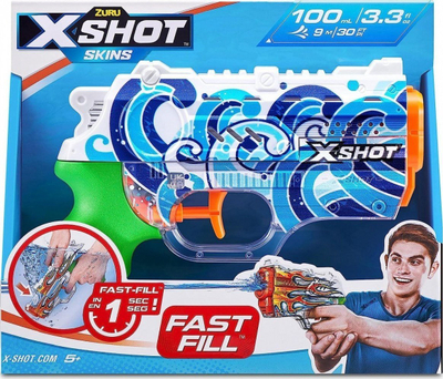 Pistolete me uj ZURU X-Shot Water Fast-Fill Skins Nano Hydra, mbushje e shpejt, për kalamaj, shumëngjyrëshe