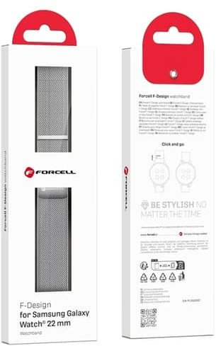 Rrip ore Forcell Strap F-DESIGN FS11, 22 mm, çelik inoks magnetik, argjendtë