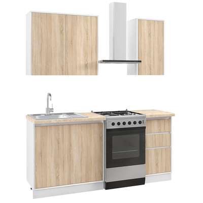 Set kuzhine Melaminë Sonoma + banak pamje mermeri, 120×47×84,8 cm (HM2466.11), bezhë