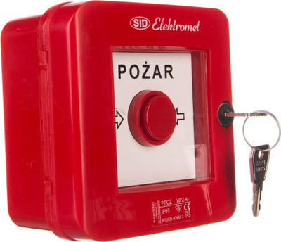Pulë alarmi zjarri manuale SID Elektromet WPZ 4S, IP55, me çelës, e kuqe