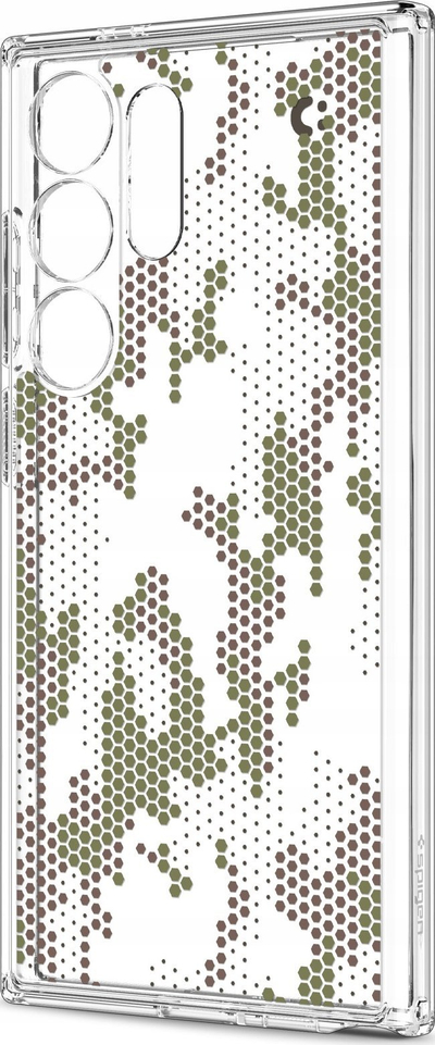 Mbulesë telefoni Spigen Ultra Hybrid Digital Camo për Samsung Galaxy S24 Ultra, transparente, motiv kamuflazh kafe jeshil