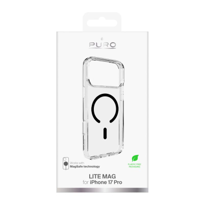 Këllëf telefoni Puro LiteMag për iPhone 17 Pro, MagSafe, transparent i zi