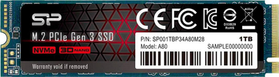 Disk SSD Silicon Power P34A80, 1TB, M.2 2280 PCI-E x4 Gen3 NVMe
