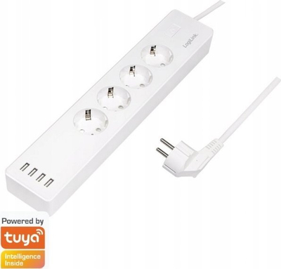 Shirit kontakti inteligjent LogiLink LPS264, 4 priza Wi-Fi, 1.8m, i bardhë