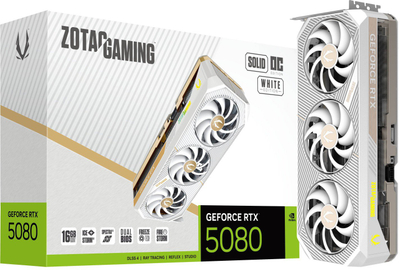 Графичка картичка ZOTAC GAMING GeForce RTX 5080 SOLID OC, 16GB GDDR7, бело издание