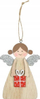 Dekor varëse druri MFP Angel 8886256, 12cm, engjëll me dhuratë, shumëngjyrësh
