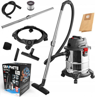 Fshesë industriale Graphite 58GE124, 18V, kazani inox 20L, gri e zezë