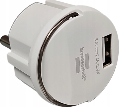 Adapter prize Brennenstuhl 1508110, USB 12W, 5V 2.4A, i bardhë