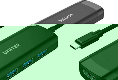 Hub USB C Unitek UHUB Q4+, me 4 porta, USB 3.2 Gen 1, i zi