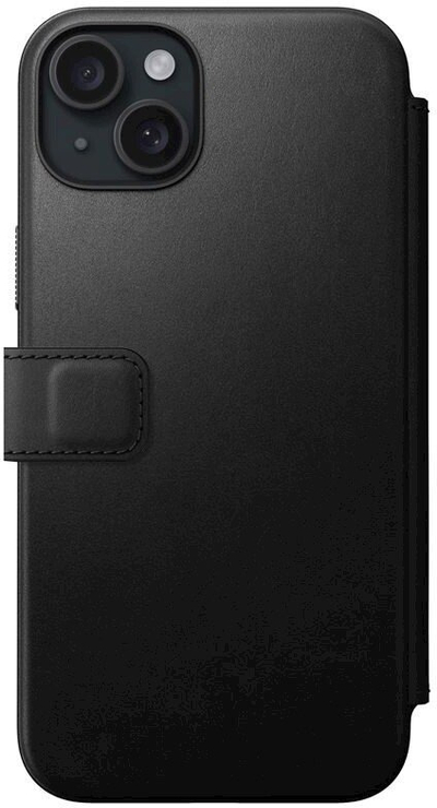 Futrollë Nomad Modern Leather Folio për iPhone 15 Plus, 6.7", lëkurë, e zezë