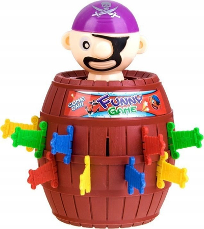 Lojë tavoline Funny Game Pirate, 2n1 arkë kursimi, me shpata plastike, shumëngjyrëshe