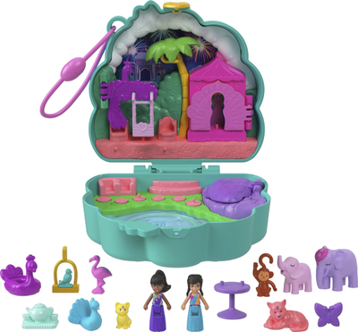 Set loje Mattel Polly Pocket Peacock Garden Compact, me kukulla dhe aksesorë, shumëngjyrësh