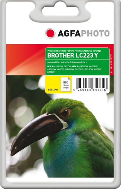 Kasetë boje AgfaPhoto APB223YD, LC223Y, 550 faqe, e verdhë