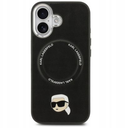 Mbulesë telefoni Karl Lagerfeld Leather MagSafe, për iPhone 17, lëkurë, e zezë