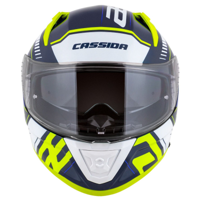 Helmetë moto Cassida Aero Drome, integrale, polikarbonat, blu fluoroshente e bardhë