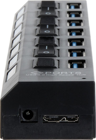 USB Hub 7x USB-A 3.0, e zezë