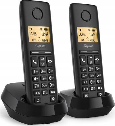 Telefon pa tela Gigaset Pure 100 Duo, set me 2 receptorë, ekran me dritë, gri