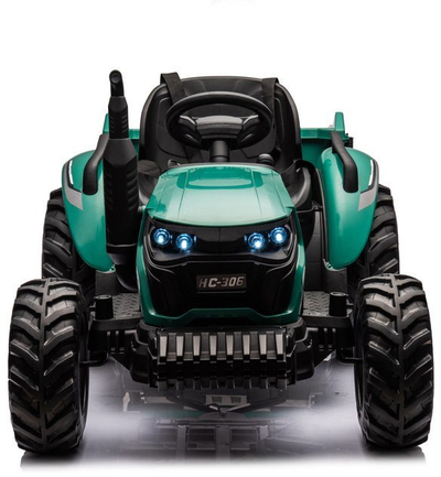 Traktor elektrik për fëmijë LEAN Toys HC-306, 24V, me rimorkio, jeshil i errët