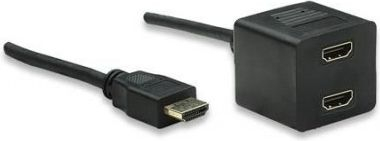 Nдaрyвaч HDMI Techly ICOC HDMI-F-002, 2 порти, кабел 30 cm, црн