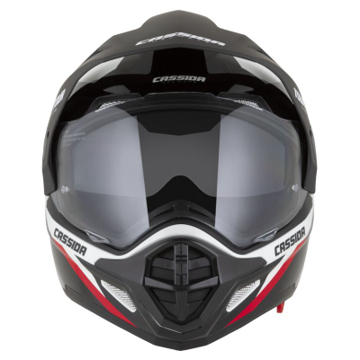 Helmetë moto CASSIDA Tour 2.0 X-tra, turistike adventure, e bardhë e kuqe e zezë matte, madhësia S