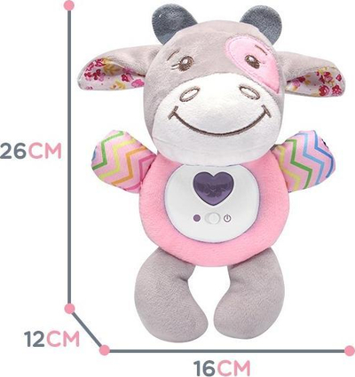 Pelush interaktiv WOOPIE Lullaby Bull 42639, me ninulla dhe drita, 26 cm, rozë