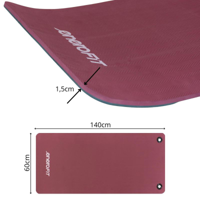 Tapet fitnesi Enero Fit, 140x60x1.5 cm, me vrima, magenta gri