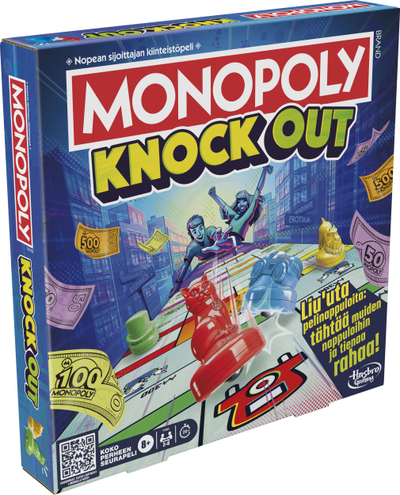 Lojë tavoline Hasbro Monopoly Knockout, familjare, 2‑8 lojtarë