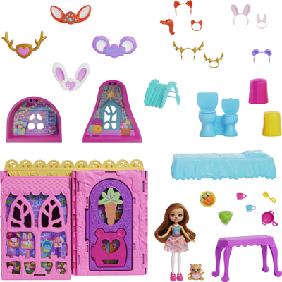 Shpi kukullash Enchantimals Dollhouse Playset, set lojrash, shumëngjyrëshe