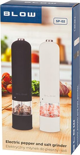 Set mullinj elektrikë për kripë dhe piper, çelik inox, me LED, argjent