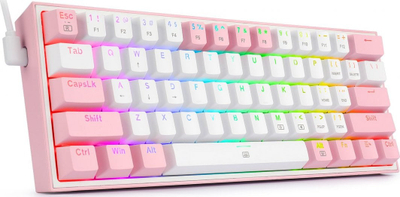 Механичка тастатура Redragon K617 Fizz, 61 тастер, RGB, розова
