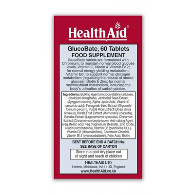 Tableta Glucobate nga HealthAid, 60 copë